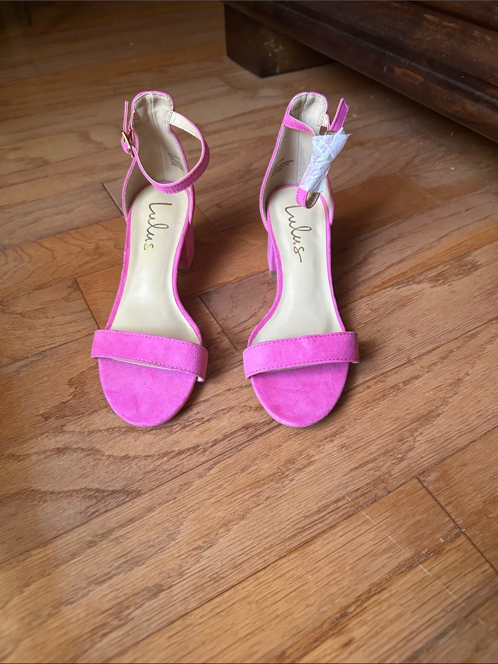 Lulu's Bright Pink Suede Ankle-Strap Block Heels